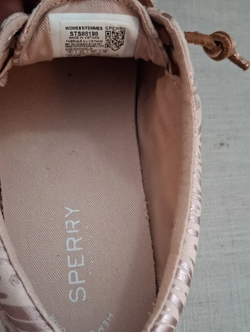 Sperry Rose Gold Printed Sneakers, Size 9
